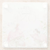 Pink Fairy Mushroom Floral Garden 1st Birthday ガラスコースター (裏面)