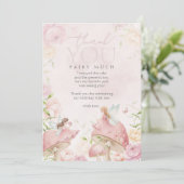 Pink Fairy Mushroom Floral Garden 1st Birthday  サンキューカード (スタンド正面)