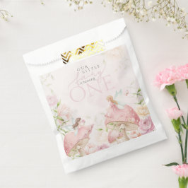Pink Fairy Mushroom Floral Garden 1st Birthday フェイバーバッグ