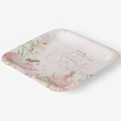 Pink Fairy Mushroom Floral Garden 1st Birthday ペーパープレート (傾斜あり)