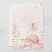 Pink Fairy Mushroom Floral Garden 1st Birthday 招待状 (裏面)
