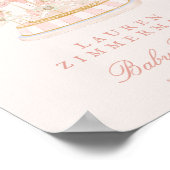 pink fairytale carousel baby shower welcome sign ポスター (角)