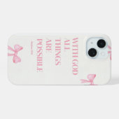 Pink Faith Over Fear IPhone case 15ケース (裏面横)