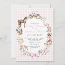 Pink Farm Baby Shower invitation 招待状