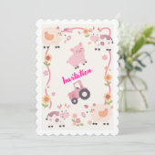 Pink Farm Birthday Invitation Template, Editable G 招待状 (スタンド正面)
