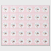 Pink Farm Tractor Girl Any Age Birthday ラッピングペーパー (フラット)