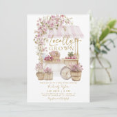 Pink Farmers Market Farm Baby Shower Invitation 招待状 (スタンド正面)