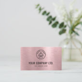 Pink Faux Brushed Metal Professional QR Code 名刺 (スタンド正面)