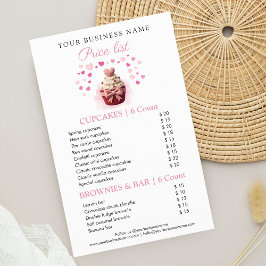 Pink Faux Crochet Cupcake Bakery Price List Flyer チラシ