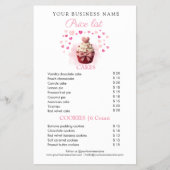Pink Faux Crochet Cupcake Bakery Price List Flyer チラシ (正面)