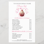 Pink Faux Crochet Cupcake Bakery Price List Flyer チラシ (裏面)