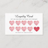 Pink Faux Crochet Heart Cupcake Bakery ロイヤリティカード (裏面)