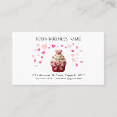 Pink Faux Crochet Heart Cupcake Bakery ロイヤリティカード (正面)