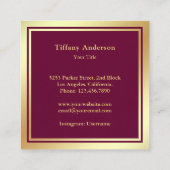 Pink Faux Gold Foil Homemade Cupcake Bakery スクエア名刺 (裏面)