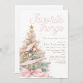 Pink Favorite Things Gift Exchange Christmas 招待状 (正面/裏面)