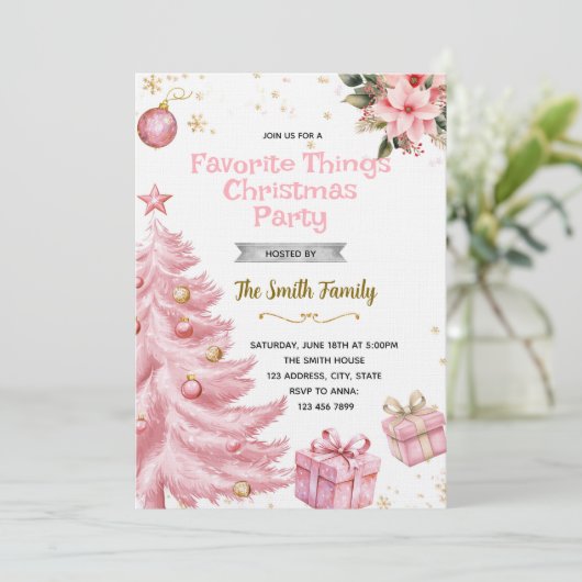 Pink Favorite Things Party Invitation 招待状 (スタンド正面)