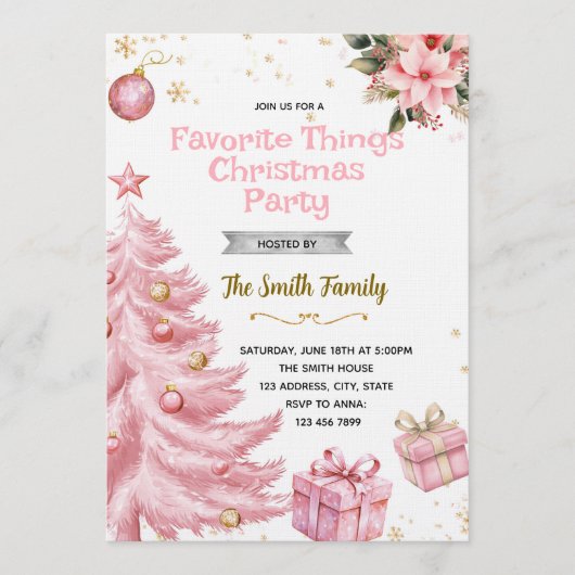 Pink Favorite Things Party Invitation 招待状 (正面)