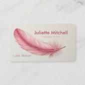 Pink Feather Minimalist Makeup Artist 名刺 (正面)