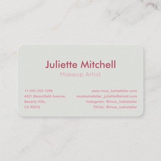 Pink Feather Minimalist Makeup Artist 名刺 (裏面)