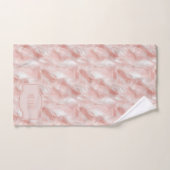 Pink Feathers Delicate White Monogrammed バスタオルセット (ハンドタオル)