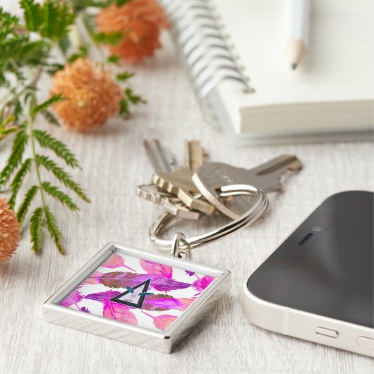 Pink Feathers Free spirited Flamingo Keychain キーホルダー (側面)