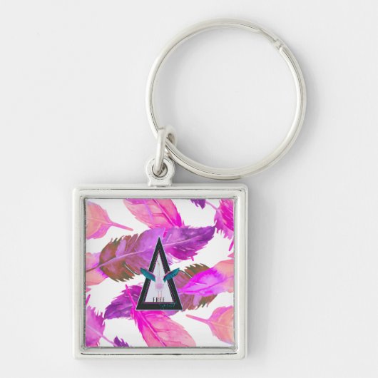 Pink Feathers Free spirited Flamingo Keychain キーホルダー (正面)