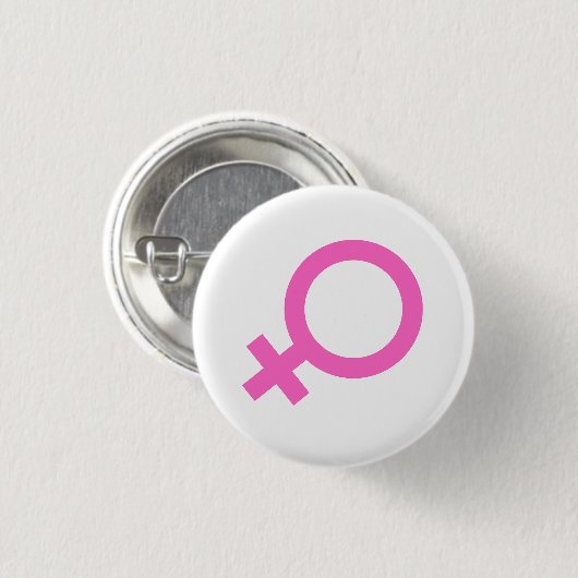 Pink Female Gender Symbol Button  缶バッジ (正面&裏面)