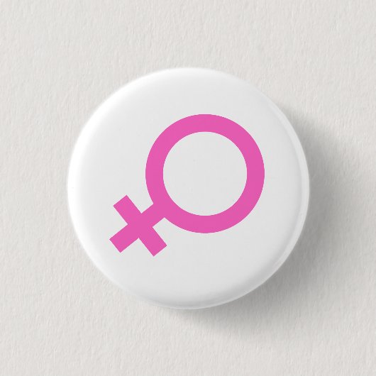 Pink Female Gender Symbol Button 缶バッジ (正面)