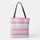 Pink Feminine Stripes with your name トートバッグ (裏面)