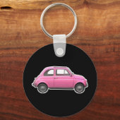 Pink Fiat 500 Cinquecento vintage sixties car キーホルダー (正面)