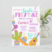 pink Fiesta girl birthday invitation, any age. 招待状 (スタンド正面)