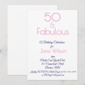 Pink Fiftieth Birthday Invitation 招待状 (正面/裏面)