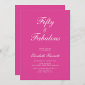Pink Fifty and Fabulous Script 50th Birthday Party 招待状 (正面/裏面)