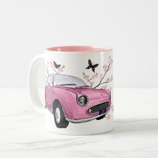 Pink Figaro coffee mug - koffiemok theemok roze ツートーンマグカップ (正面左)