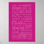 Pink Find Your Happy Inspirational Quotes ポスター (正面)