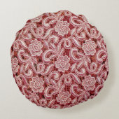 Pink fine lace texture with seamless beautiful vin ラウンドクッション (裏面)