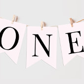 Pink First Birthday Photo Banner ONE Theme バンティングフラッグ