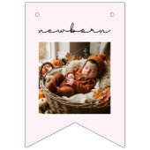 Pink First Birthday Photo Banner ONE Theme バンティングフラッグ (第1の旗)