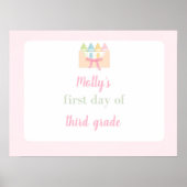 pink first day of school sign ポスター (正面)