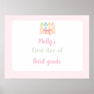pink first day of school sign ポスター