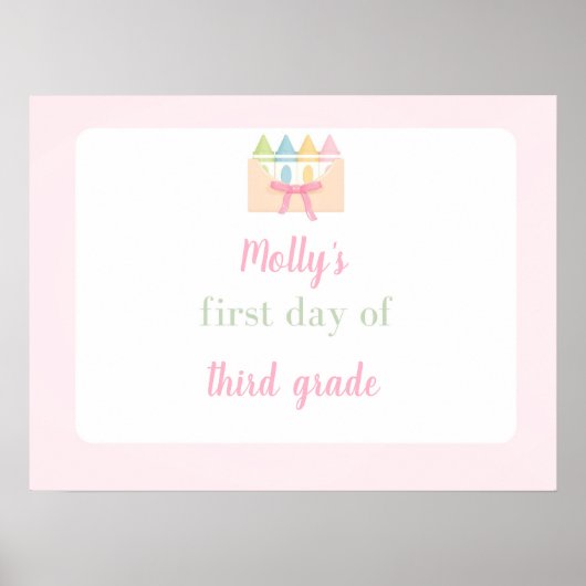 pink first day of school sign ポスター (正面)
