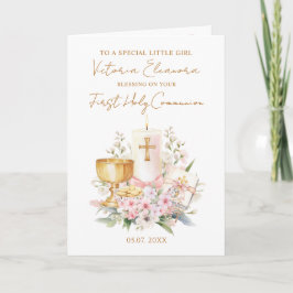 Pink First Holy Communion Chalice Candle カード