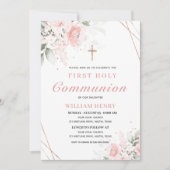 Pink First Holy Communion Invitation  招待状 (正面)