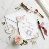 Pink First Holy Communion Invitation  招待状