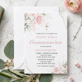 Pink First Holy Communion Invitation  招待状