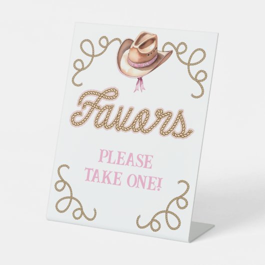 Pink First Rodeo Favors 台座サイン (正面)
