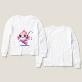 Pink Fishing Fish – Kids’ Long Sleeve Tee (デザイン 正面＆背面)