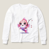 Pink Fishing Fish – Kids’ Long Sleeve Tee (デザイン正面)