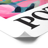 Pink Flamingo Art Poster Tropical Jungle Floral ポスター (角)