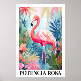 Pink Flamingo Art Poster Tropical Jungle Floral ポスター